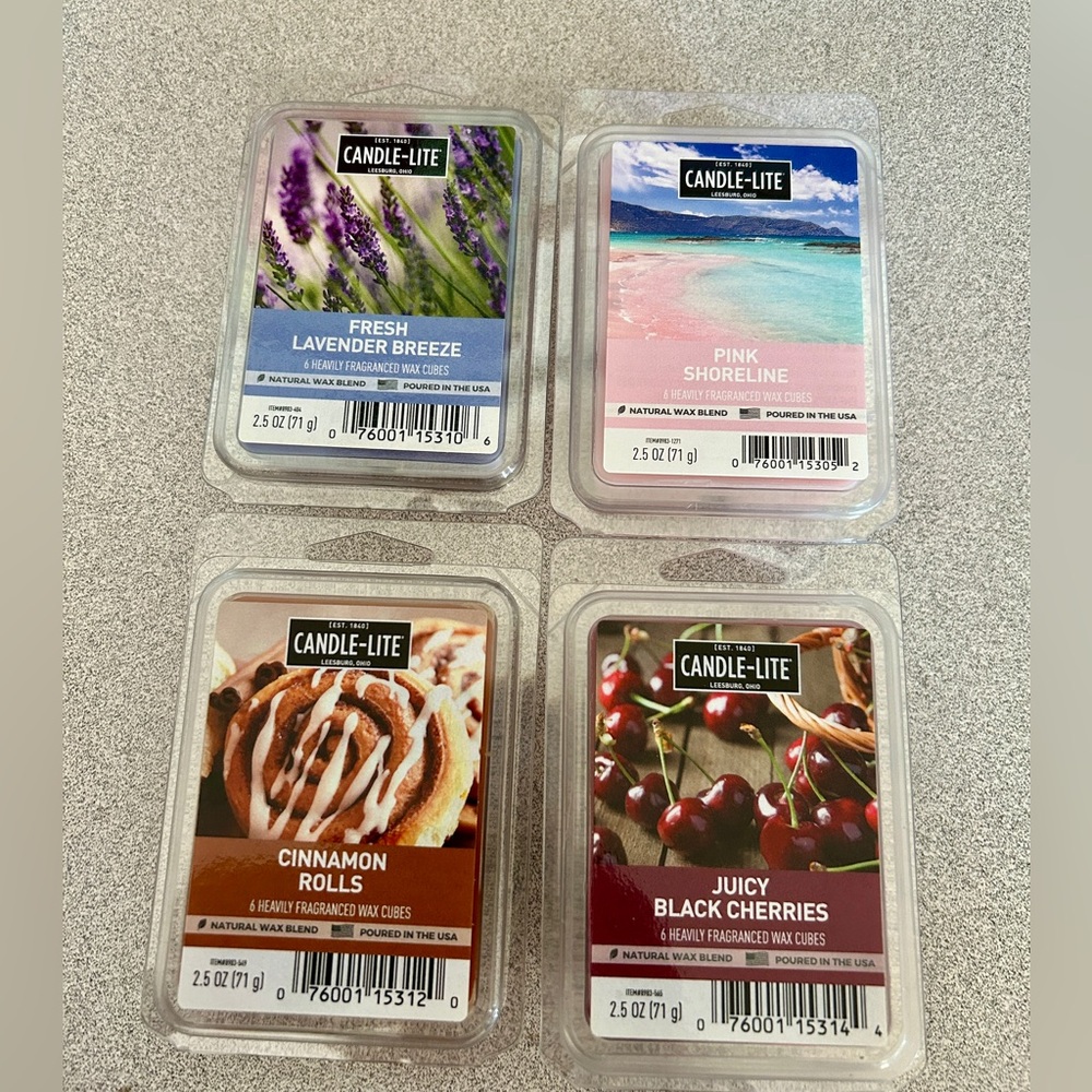Candle-Lite Wax Melt Tarts Lot of 4 Brand New Cinnamon Lavender Cherries Pink